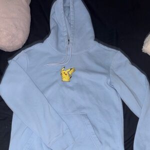 Light Blue Hoodie with Pikachu Patch